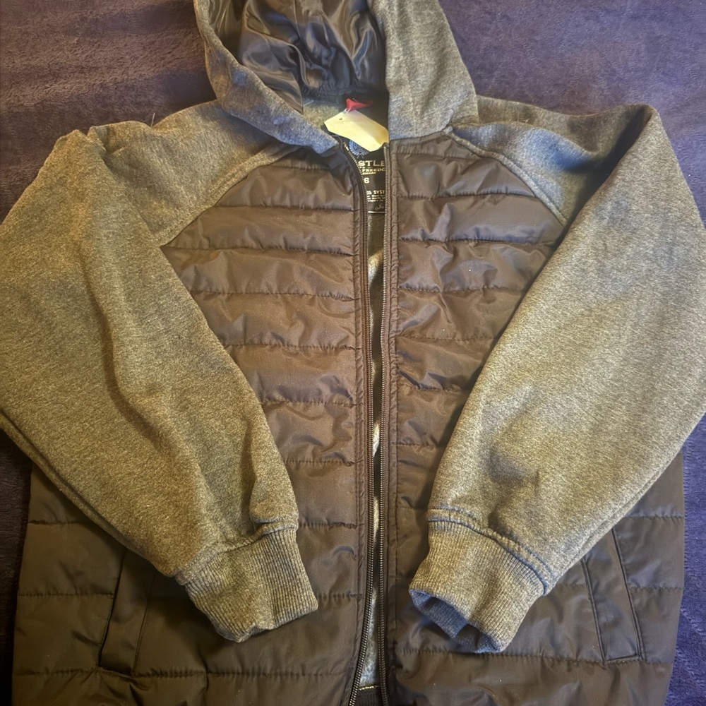 Boys’ Gray and Black Hooded Jacket